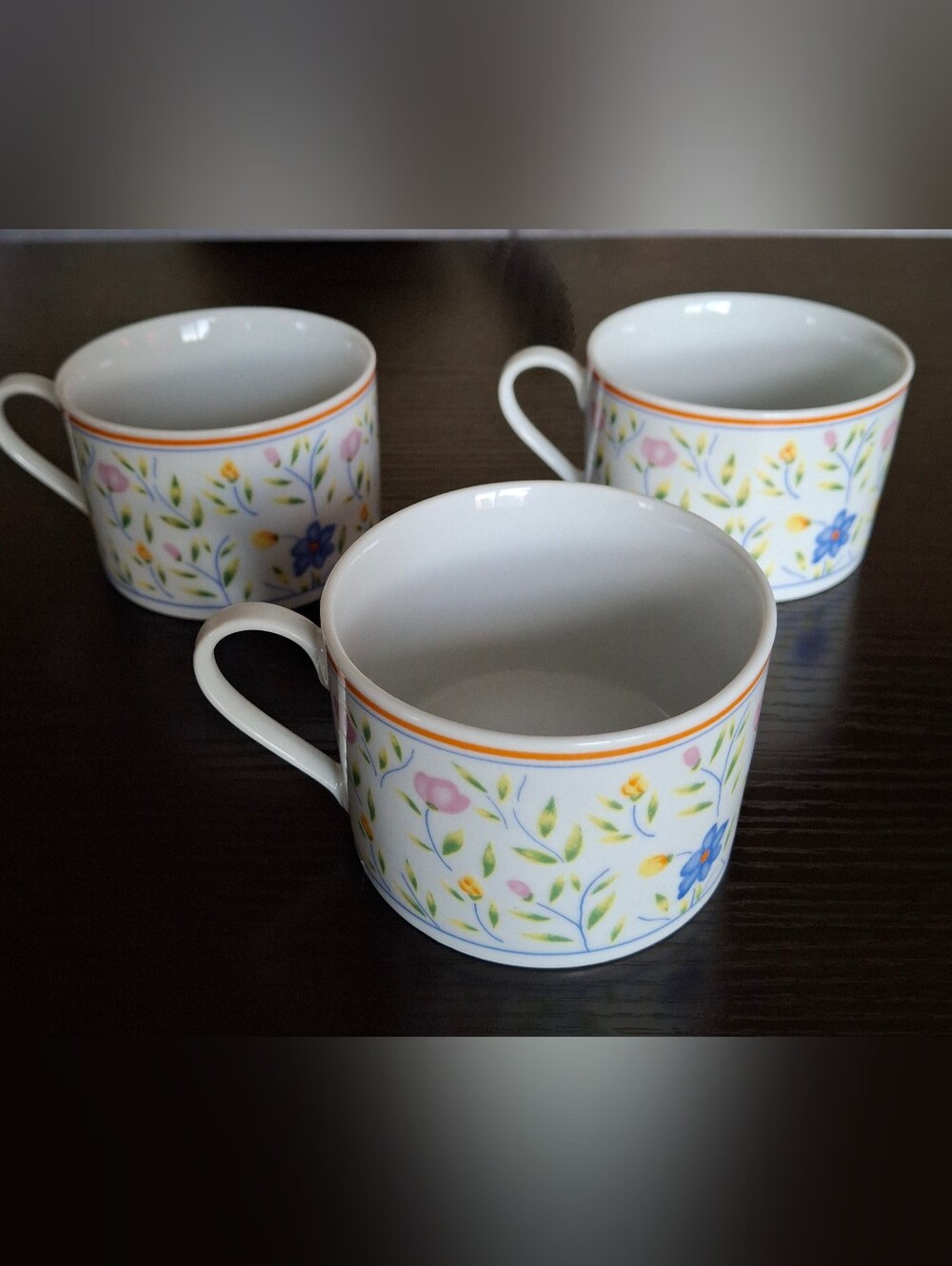 Set of 3 Vintage Floral Coffee Mugs Teacups Cottagecore Pastel Wildflower